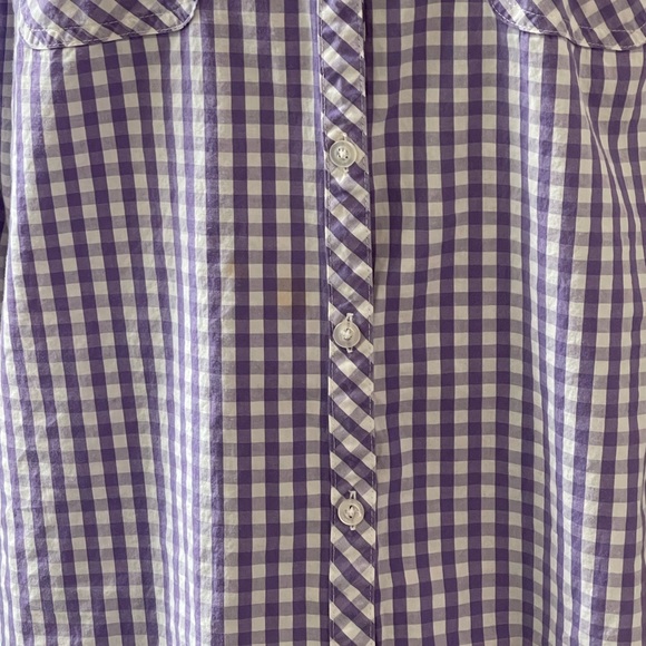🔵5 For $15🔵 Croft & Barrow Purple & White Gingham Button Down Blouse - Picture 10 of 10